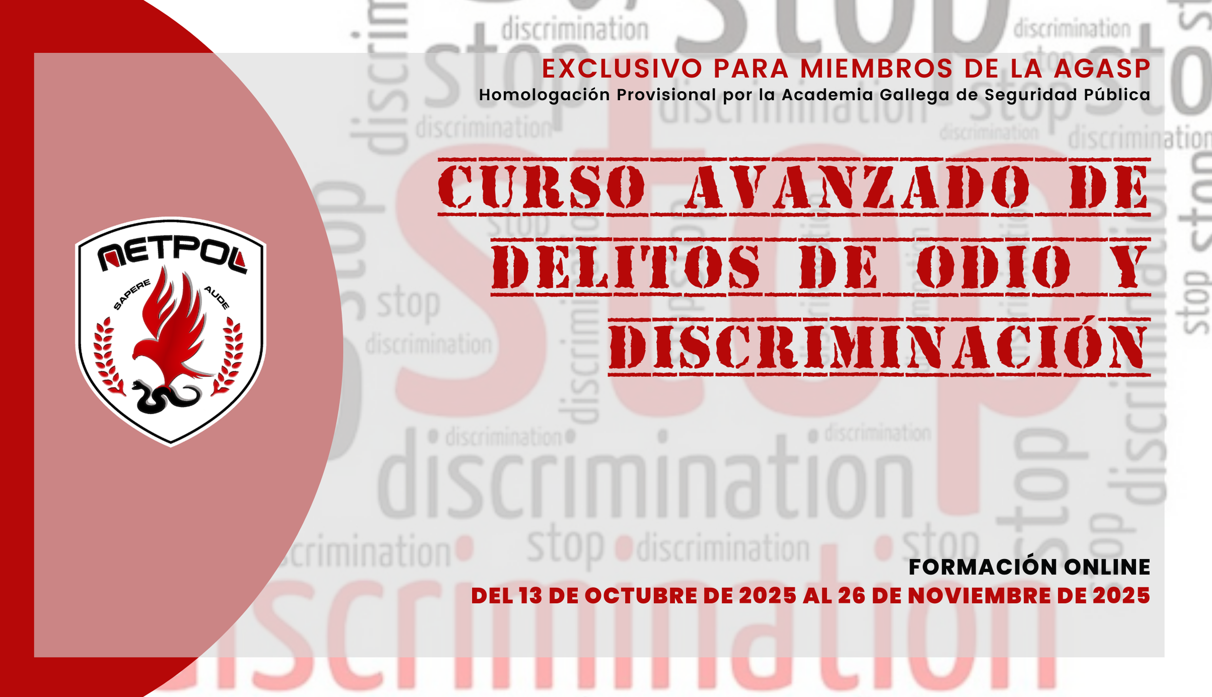 CURSO AVANZADO DE DELITOS DE ODIO Y DISCRIMINACIÓN.